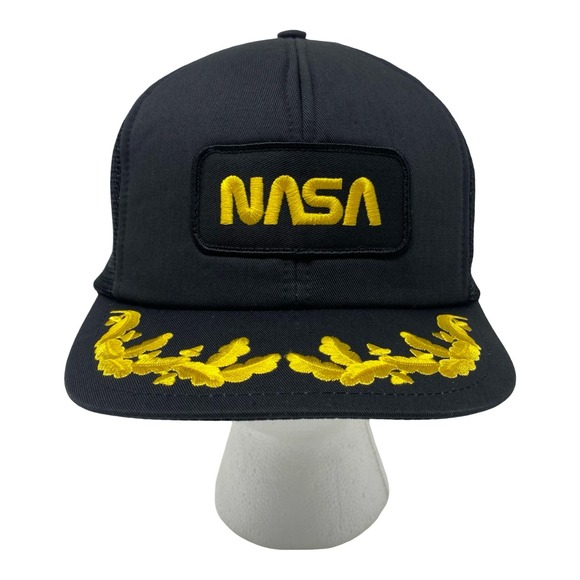 Progressive Specialties Other - NASA Trucker Hat Mens Black Snapback Mesh Cap Scrambled Eggs Gold Embroidery